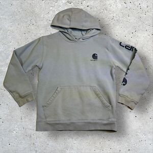 Carhartt Hoodie Youth Size Large (14-16) Blue Workwear Pullover Chest Logo